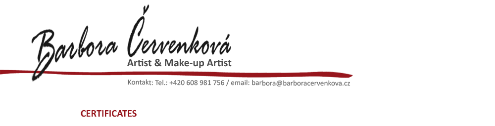 Barbora Cervenkova  - Certificates